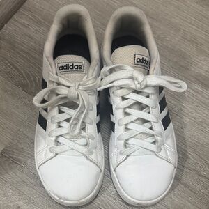 adidas White Sneakers with Black Stripes - Low Top Casual Shoes